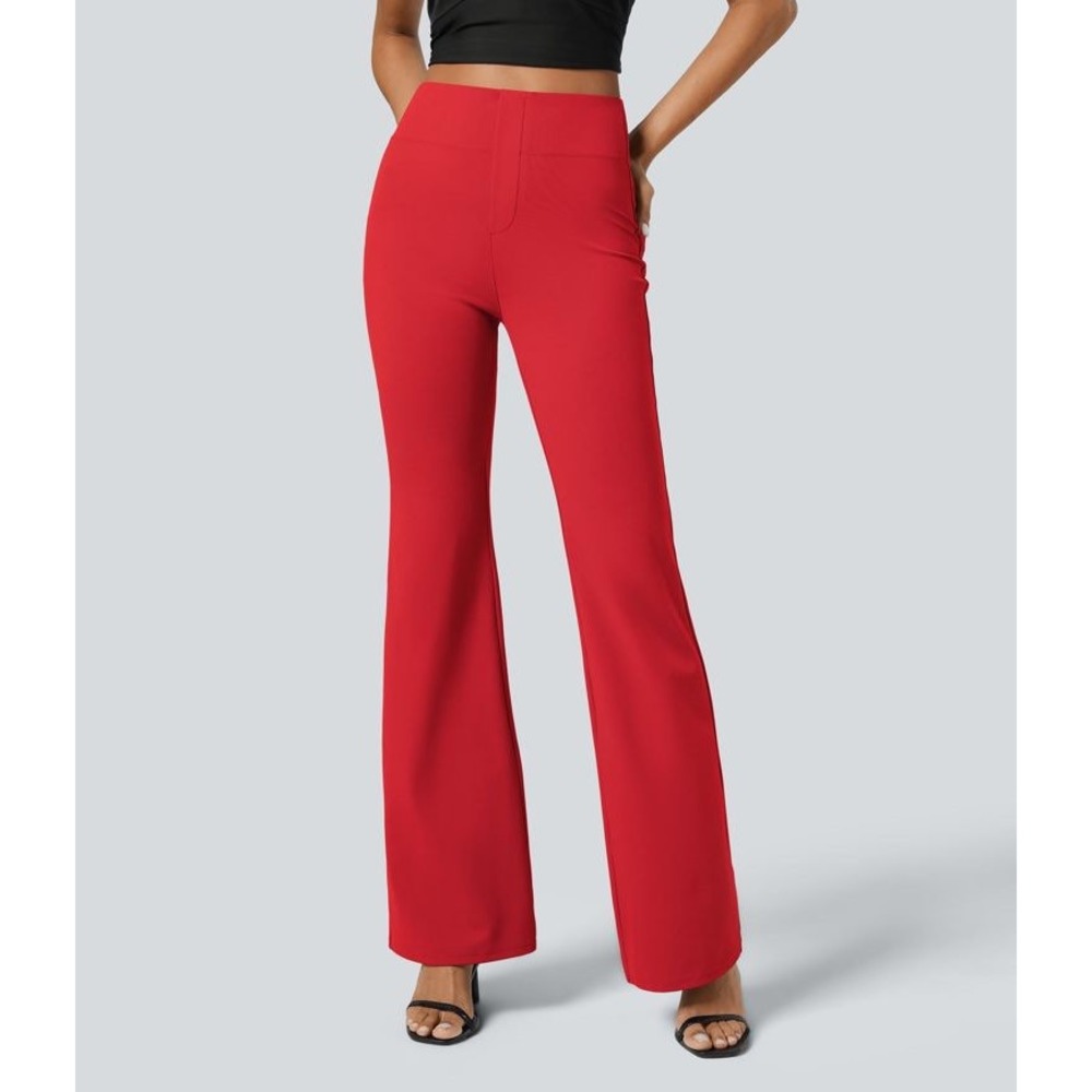 Halara NWT Flex SculptKnit High Waisted Flare Work Pants Red Size Large Tall